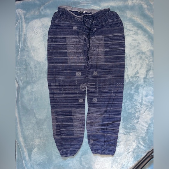 Men's Hippie Boho Navy Patterned Pants - Picture 1 of 2
